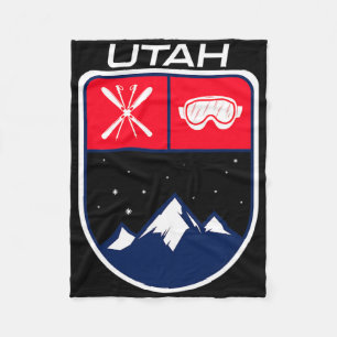 Ski Utah Mountain Skiing Trail Skier Goggle Pole J Fleece Blanket
