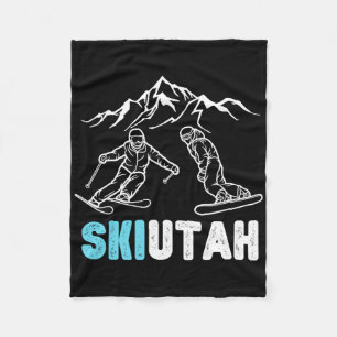 Ski Utah Skiing Snowboarding Vacation Souvenir Fleece Blanket