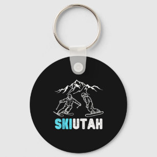 Ski utah skiing snowboarding vacation souvenir key ring