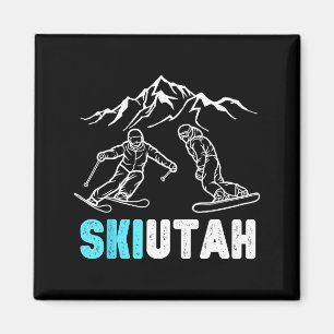 Ski utah skiing snowboarding vacation souvenir magnet