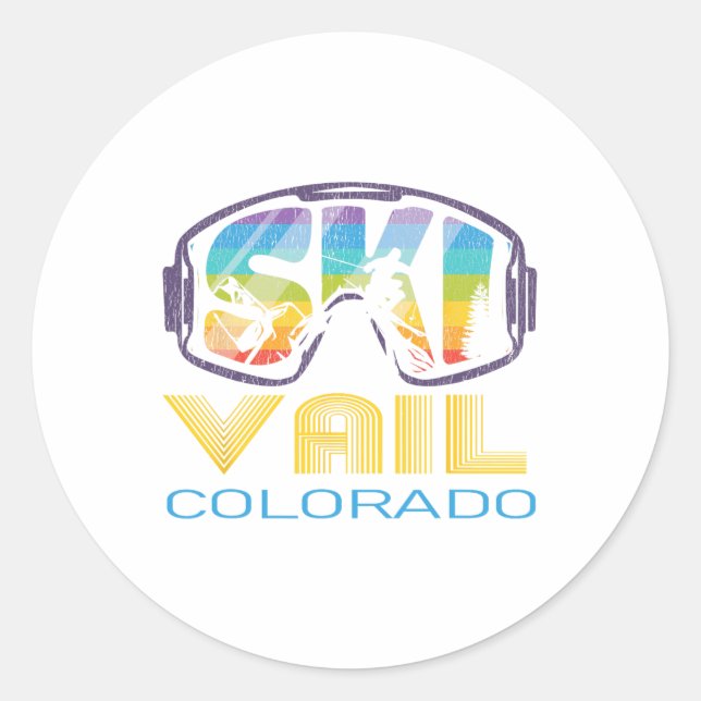 Ski Vail Colorado Skiing Vacation  Classic Round Sticker (Front)