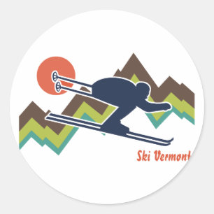 Ski Vermont Classic Round Sticker