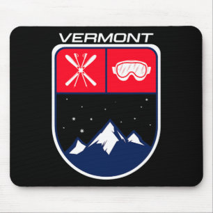 Ski Vermont Mountain Skiing Trail Skier Goggle Pol Mouse Mat