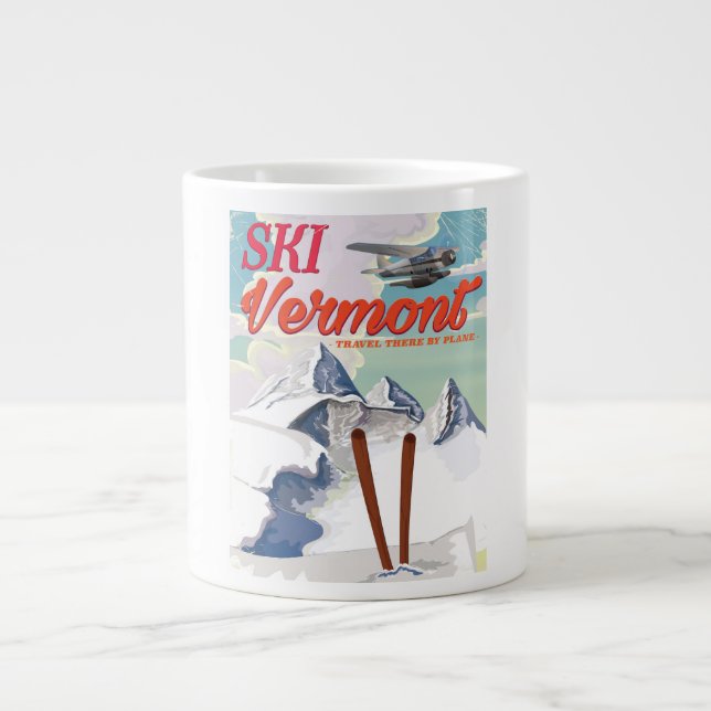 Ski Vermont retro vacation poster Large Coffee Mug (Front)