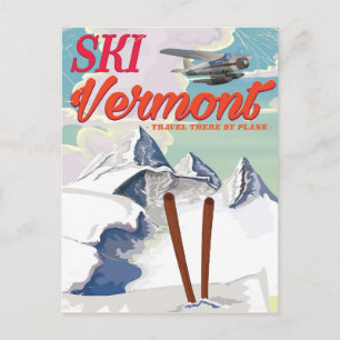 Ski Vermont retro vacation poster Postcard