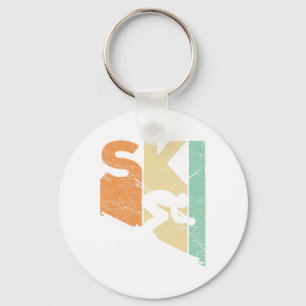 Ski Vintage Skier Retro Skiing Lover Downhill Ski Key Ring