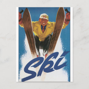 Ski Vintage Travel Poster Artwork Postcard