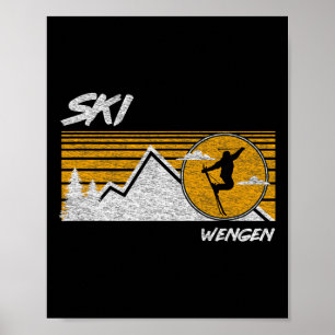 Ski Wengen Retro Switzerland Skiing Tee Poster
