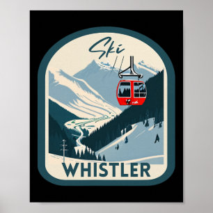 Ski Whistler Retro Vintage Style Whistler Skiing  Poster