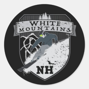 Ski White Mountains, NH Classic Round Sticker