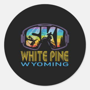 Ski White Pine Wyoming Skiing Vacation  Classic Round Sticker