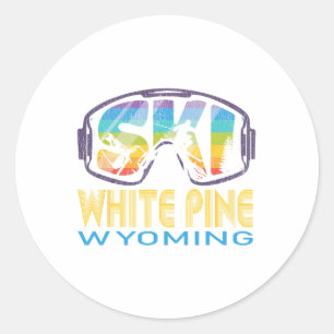 Ski White Pine Wyoming Skiing Vacation  Classic Round Sticker