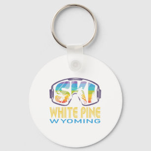 Ski White Pine Wyoming Skiing Vacation Key Ring