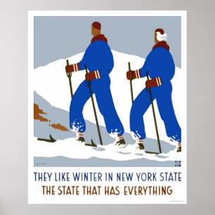 Ski Winter New York 1938 WPA Poster