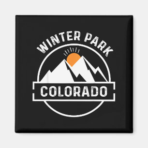 Ski winter skiing snow - vintage winter park magnet