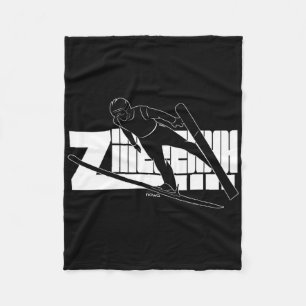 Ski Winter Sport Nordic Combination Ski Jumping Fleece Blanket