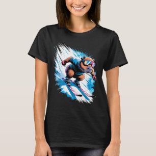 Ski winter sport skier funny skiing capybara T-Shirt