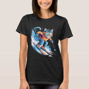 Ski winter sport skier funny skiing cat T-Shirt