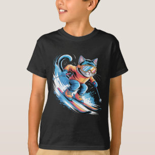 Ski winter sport skier funny skiing cat T-Shirt