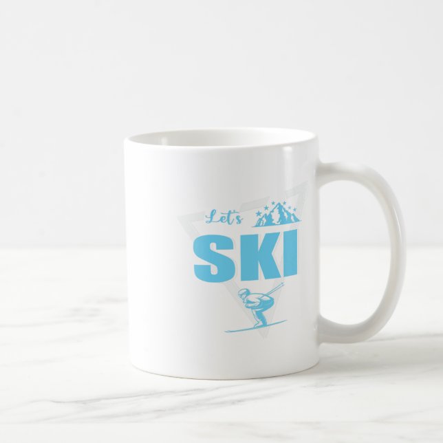 Ski Winter Vacation Skiing Slope Outline Text Ski  Coffee Mug (Right)