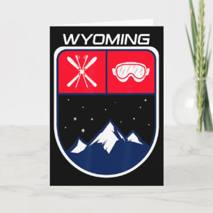 Ski Wyoming Mountain Skiing Trail Skier Goggle Pol Card