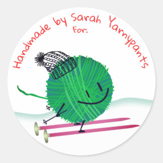 Ski yarn knitting needles Christmas sticker