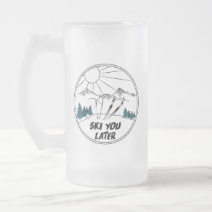 Ski You Later Funny Ski Pun Frosted Glass Beer Mug