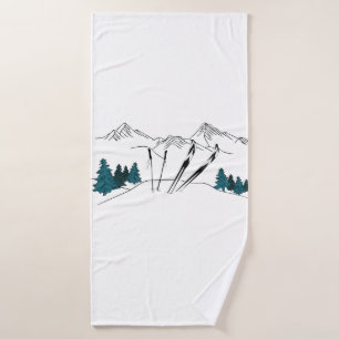 Ski You Later Ski Scene Winter Sports Bath Towel