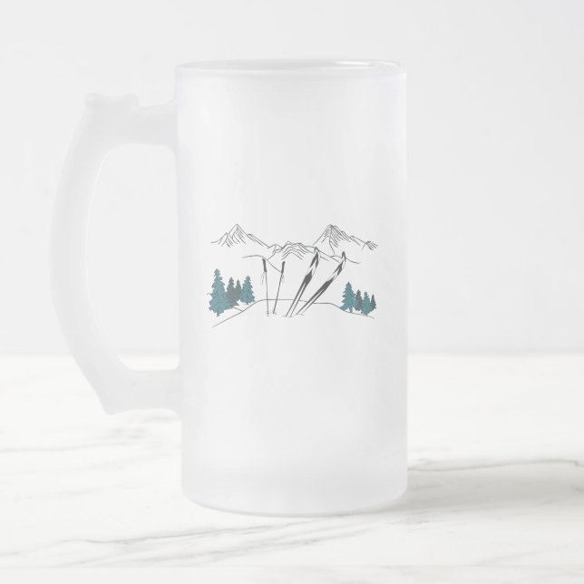 Ski You Later Ski Scene Winter Sports Frosted Glass Beer Mug (Left)