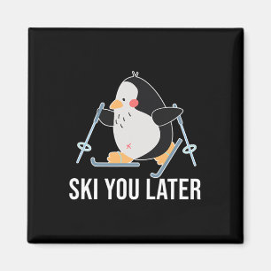 Ski You Later Skiing Penguin Winter Snow Christmas Magnet