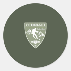 Ski Zermatt Switzerland Classic Round Sticker