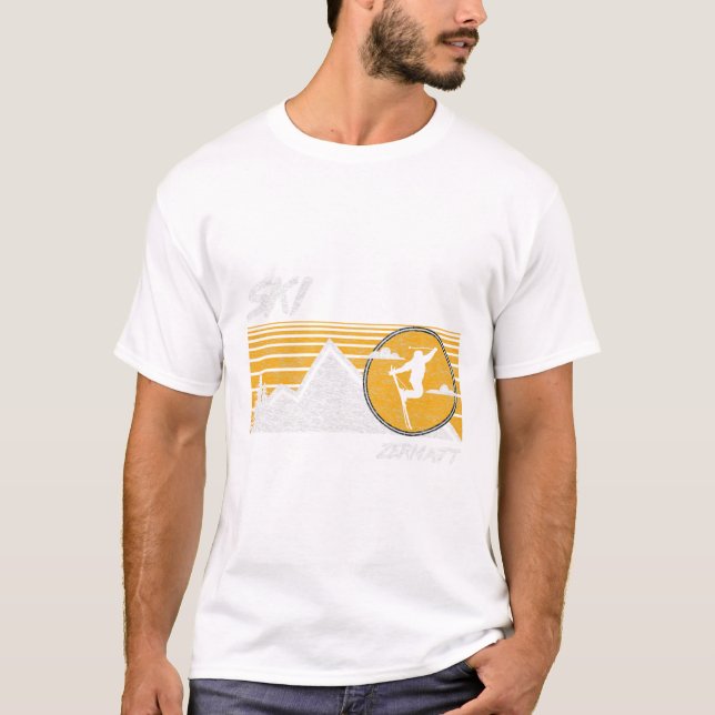 Ski Zermatt Switzerland Retro Skiing Tee  (Front)