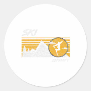 Ski Zermatt Switzerland Retro Skiing Tee  Classic Round Sticker