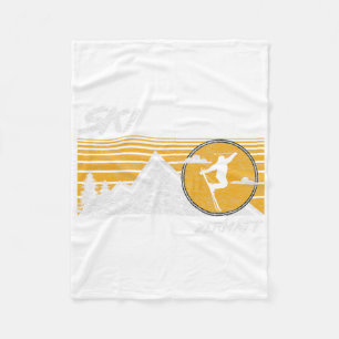 Ski Zermatt Switzerland Retro Skiing Tee Fleece Blanket