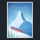 Ski Zermatt Vintage Travel Poster<br><div class="desc">Vintage style skiing travel poster of the iconic Swiss ski resort Zermatt,  with the Matterhorn mountain - one of the highest peaks in the Alps. Text reads Ski Zermatt. Original hand drawn and digitally rendered illustration by Henry Rivers for Travel Poster Co.</div>