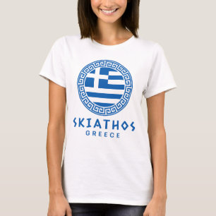 Skiathos And Flag Of Greece Women's White T-Shirt