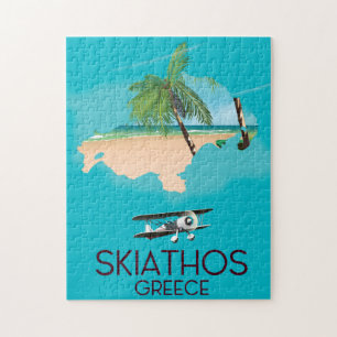 Skiathos Greece travel poster Jigsaw Puzzle