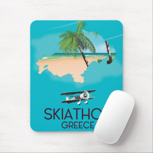 Skiathos Greece travel poster Mouse Mat