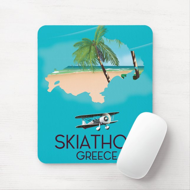 Skiathos Greece travel poster Mouse Mat (With Mouse)