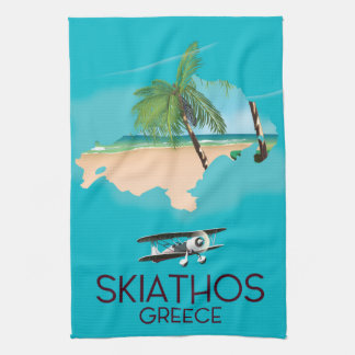 Skiathos Greece travel poster Tea Towel