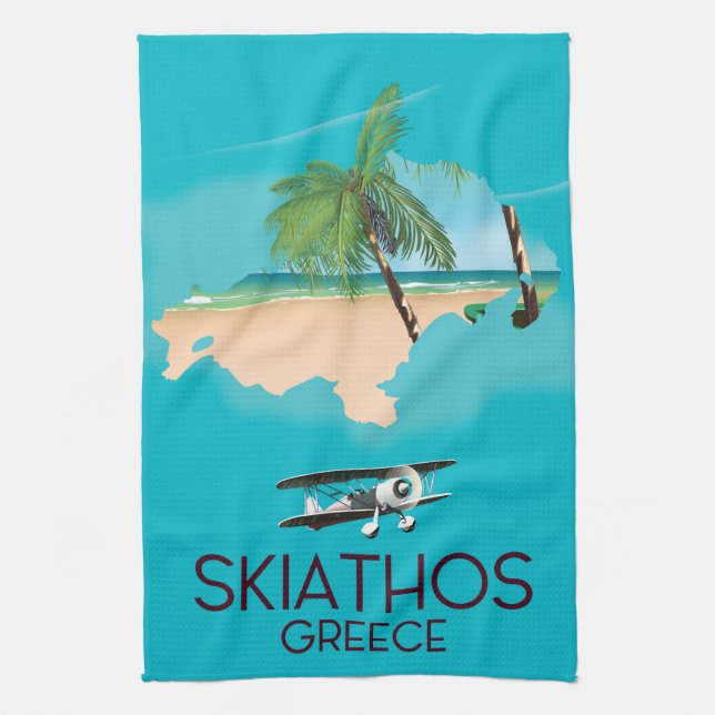 Skiathos Greece travel poster Tea Towel (Vertical)