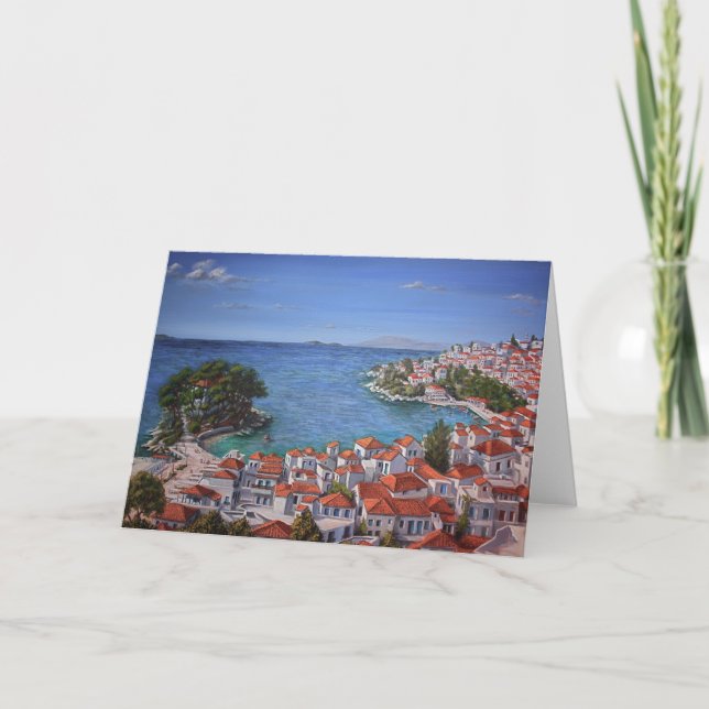 Skiathos Harbour 1 (light) Card (Front)