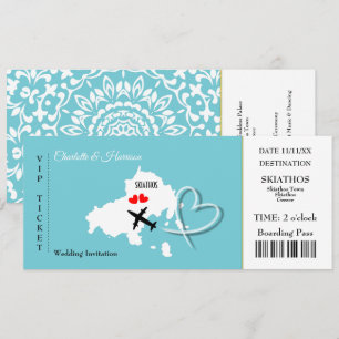 Skiathos Wedding Destination Ticket Boarding Pass Invitation