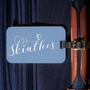 Skiathos With Greek Flag Design Luggage Tag