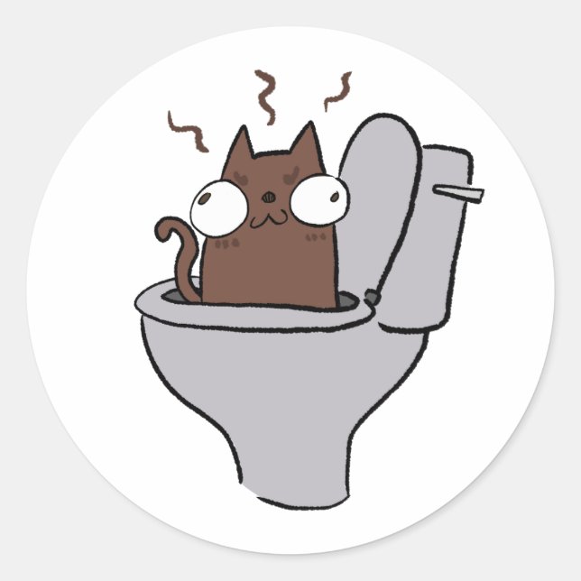 Skibbidi poop cat classic round sticker (Front)
