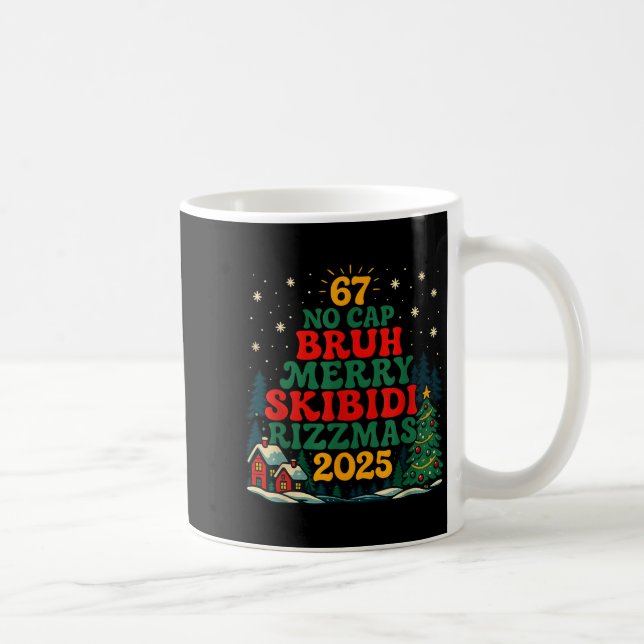 Skibiddi Rizzmas 2025 Funny Meme Christmas Tree  Coffee Mug (Right)