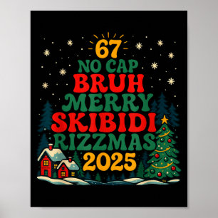 Skibiddi Rizzmas 2025 Funny Meme Christmas Tree Poster