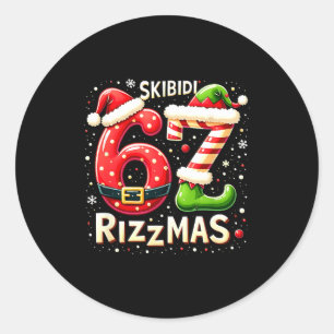 Skibidi 67 Rizzmas Christmas Meme Funny Elf Santa  Classic Round Sticker
