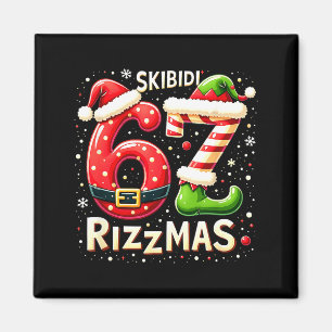 Skibidi 67 Rizzmas Christmas Meme Funny Elf Santa  Magnet
