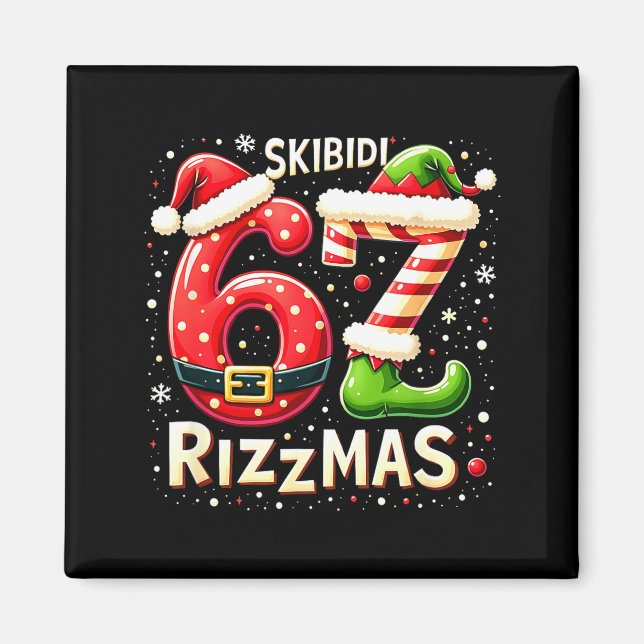 Skibidi 67 Rizzmas Christmas Meme Funny Elf Santa  Magnet (Front)